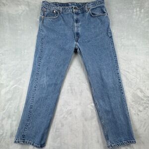 90's Levi's 505 Mens Jeans 42x30 Regular Fit Straight Leg Blue Denim Made in USA